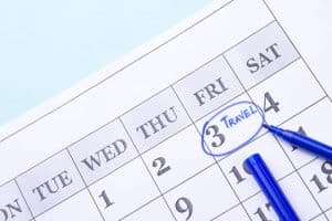 Kalender mit Freitag als Reisetag in der 4 Tage Woche