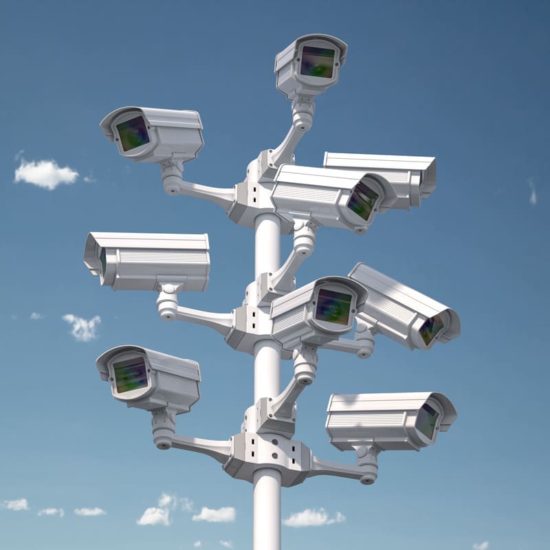 cctv security cameras on the pole safety and protection