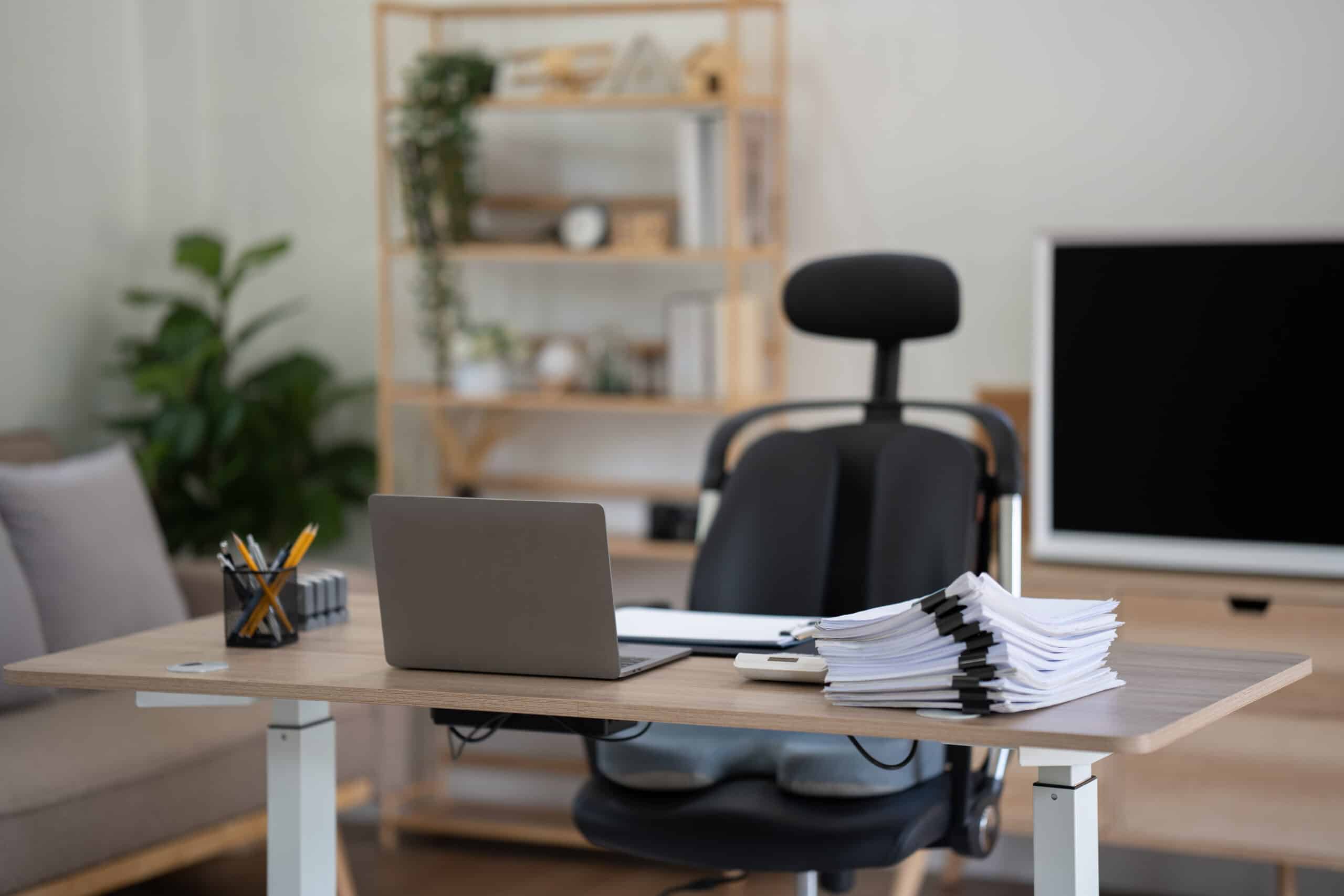 modern office space with tables and chairs computer original scaled