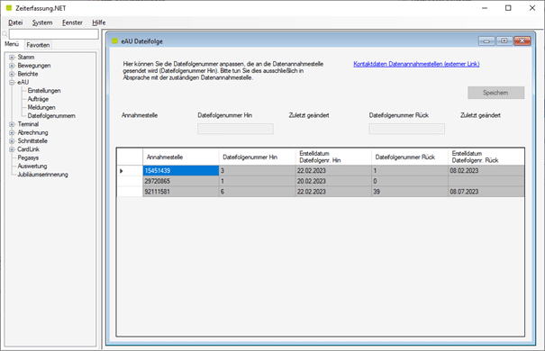 eAU Dateifolgenummer Screenshot