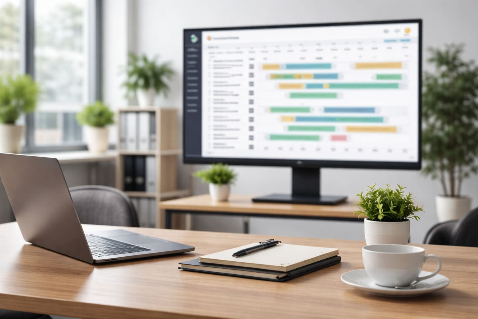 Ein Dashboard zur Arbeitszeiterfassung in einem modernen Büro