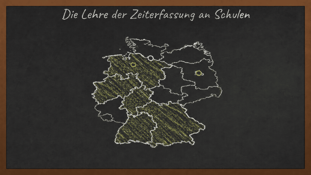 Überblick für Zeiterfassung an Schulen auf einer Tafel